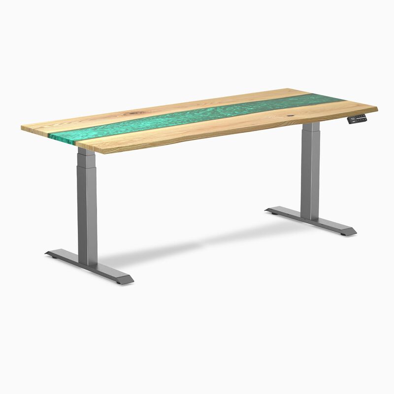 Desky Dual Resin Hardwood Sit Stand Desk image number 0