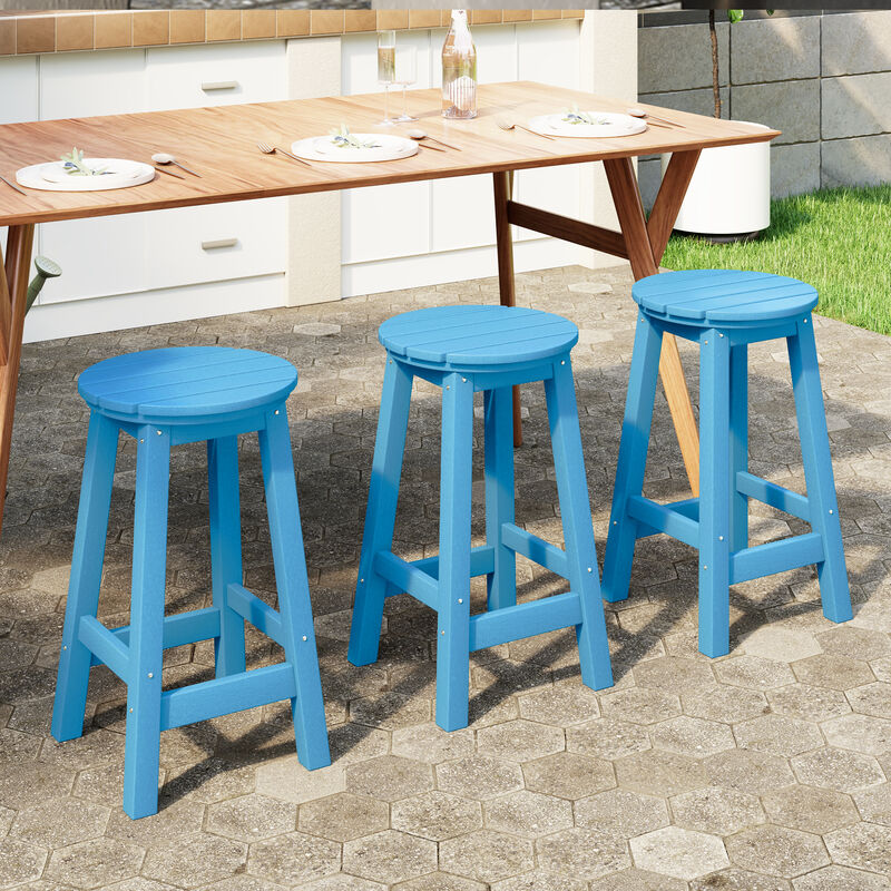 WestinTrends 24" HDPE Outdoor Patio Round Counter Height Bar Stool Set of 3