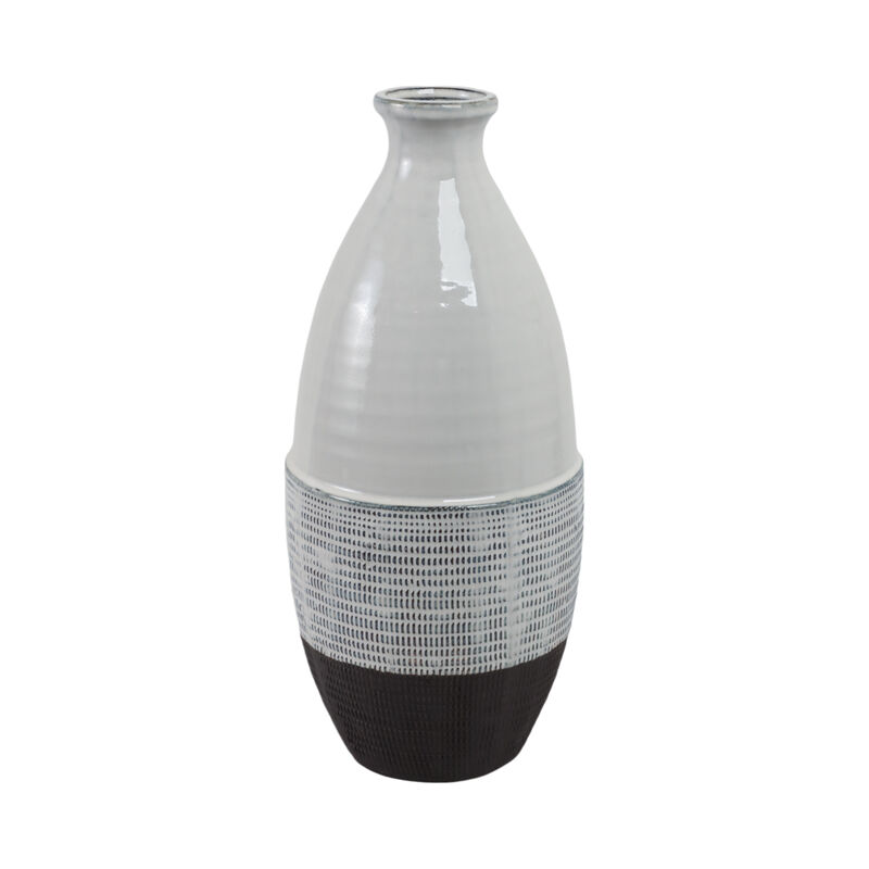 18x8" Textured Bottom Vase, Grey image number 3
