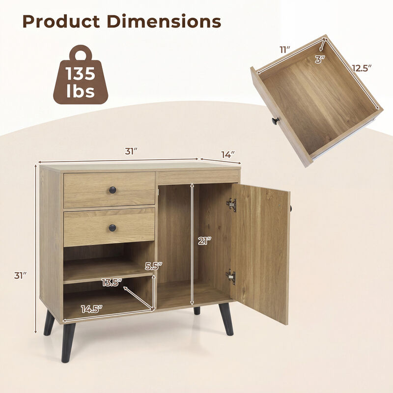 Set of 2 Kitchen Buffet Cabinets with Drawers and Open Storage image number 2