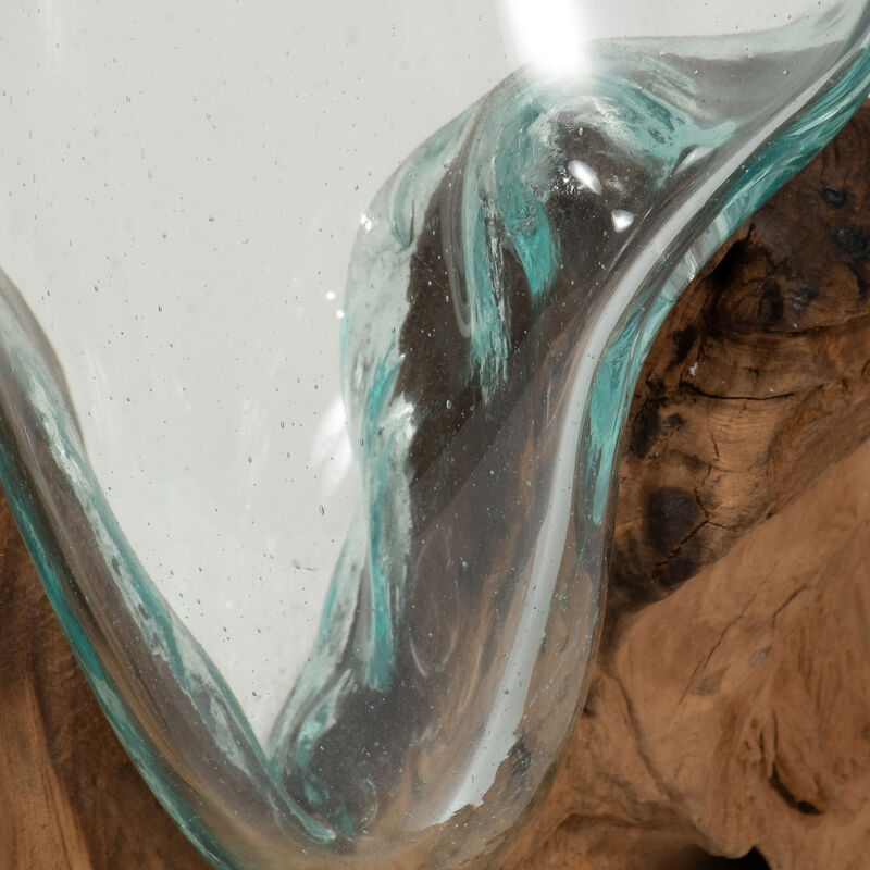 Glass 12"h Vase In Wood Stand, Brown image number 5