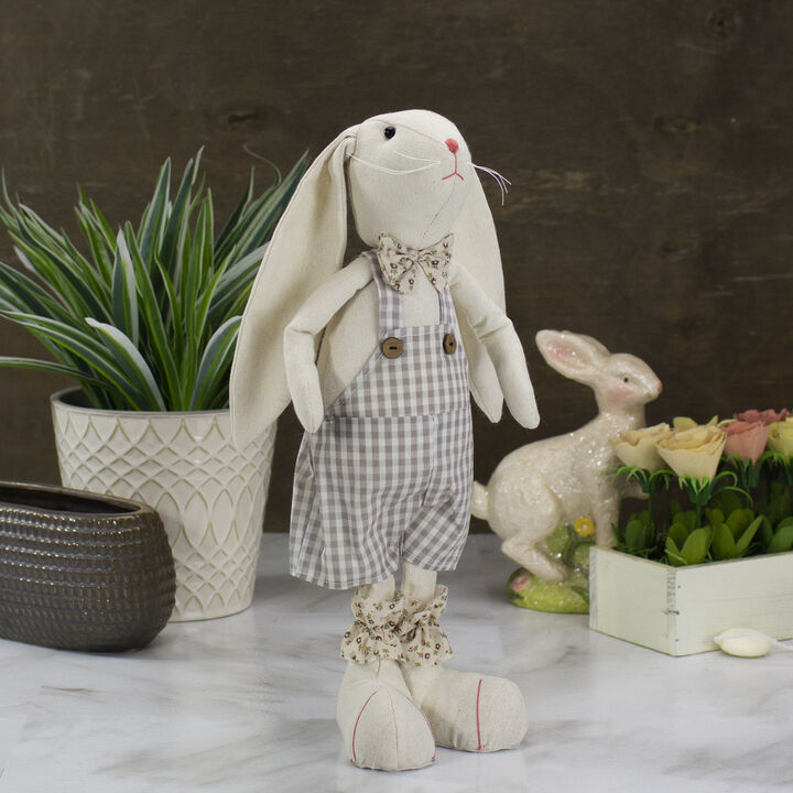 14.5-Inch Beige and Cream Standing Boy Easter Bunny Rabbit Spring Figure