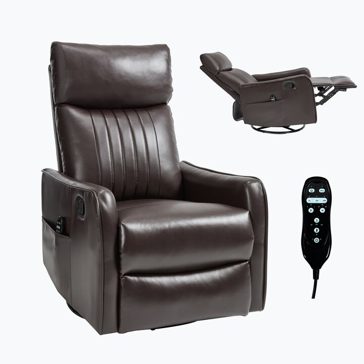 Faux Leather Heat Massage Manual Recliner Chair with Rocker and Swivel in Fabric for Living Room
