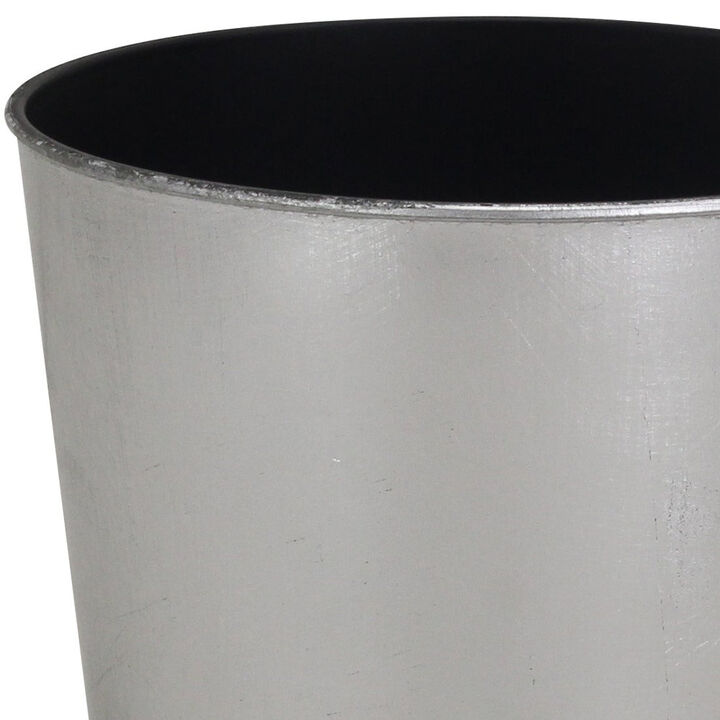 HomeRoots 7" Silver Recycled Plastic Indoor Outdoor Round Pot Planter