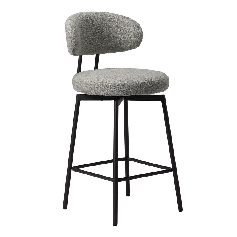 WestinTrends Modern Upholstered Sherpa Fabric Counter Height Bar Stools with Back (Set of 2) image number 2