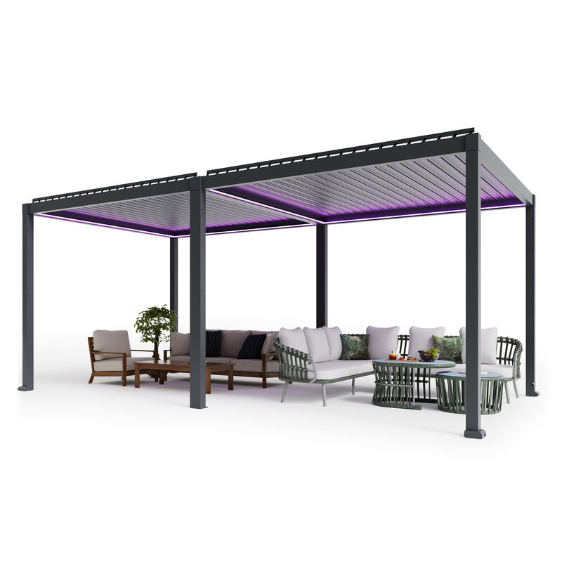 Mondawe 10-ft W x 10-ft L x 7-ft 6-1/2-in H Gray Metal Freestanding Pergola with Canopy image number 0