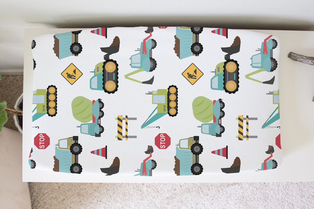 Baby Changing Pad Cover - Construction Trucks