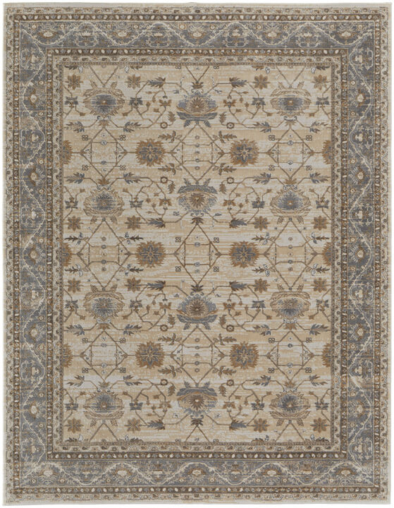 4 X 6 Tan Ivory And gray Power Loom Area Rug