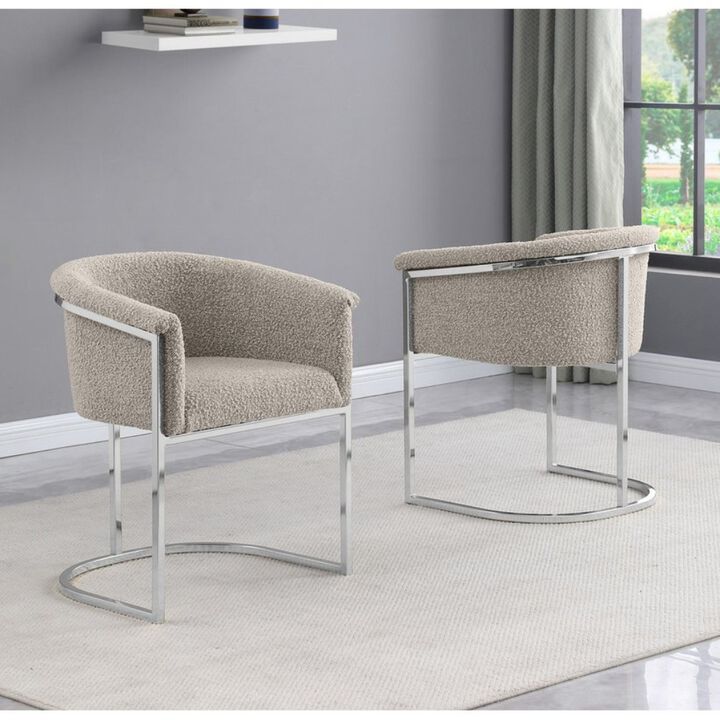 Best Quality Furniture Best Quality Teddy Boucle In Gray Side Chair - Set Of 2