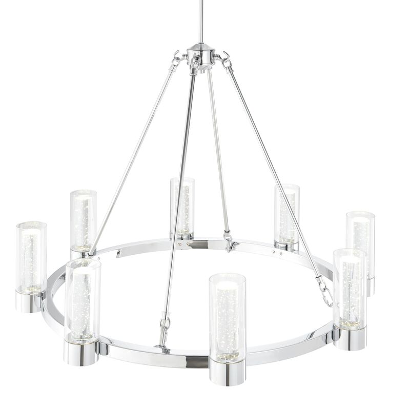 Victory Chandelier Chrome Metal and Acrylic 8 LED Lights Dimmable