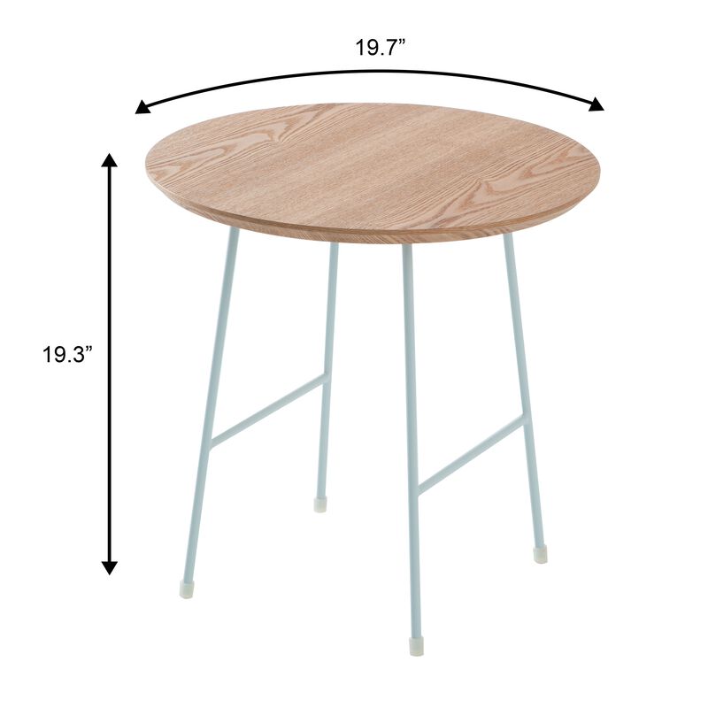 LeisureMod Rossmore Modern Round Side Table with White Steel Frame &ndash; Sleek Accent Table for Living Room, Bedroom, and Contemporary Spaces