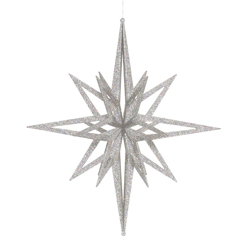 Vickerman 24" Silver 3D Glitter Star image number 0