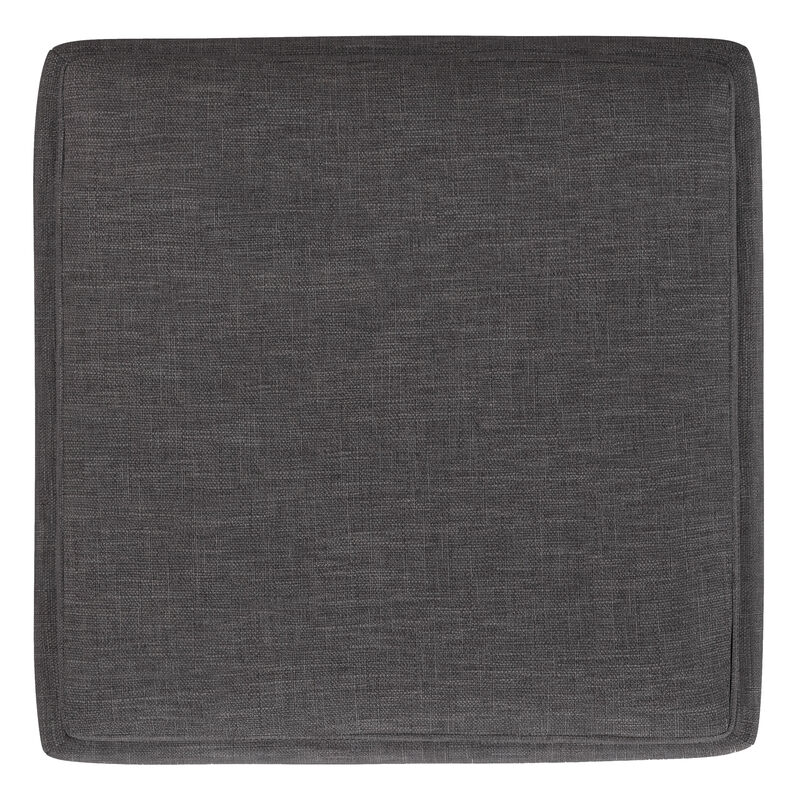 Natasha 18 inch Wide Mid Century Square Mid Century Storage Ottoman with Tray in Slate Grey Polyester Linen, Assembled