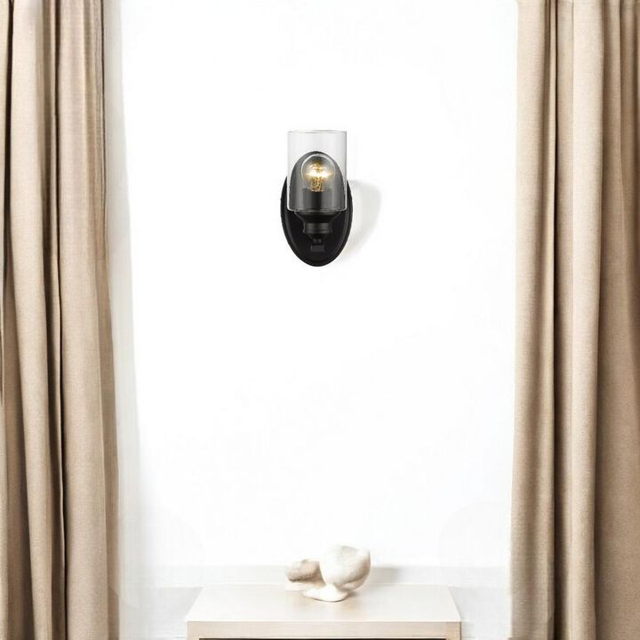 Hivvago One Light Matte Black Wall Light with Clear Glass Shade