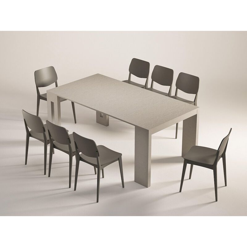 Casabianca Home Erika Extendable Console Table In Beige Textured Melamine