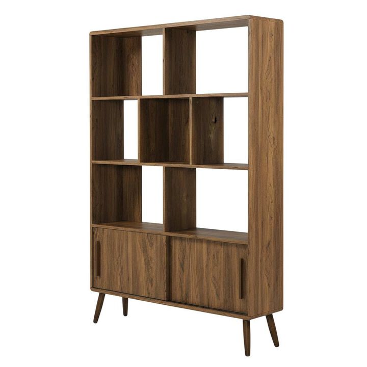 Wooden Bookcase with Sliding Doors for Living Room Storage