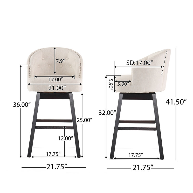 Merax Contemporary Button-Tufted Swivel Barstools image number 6