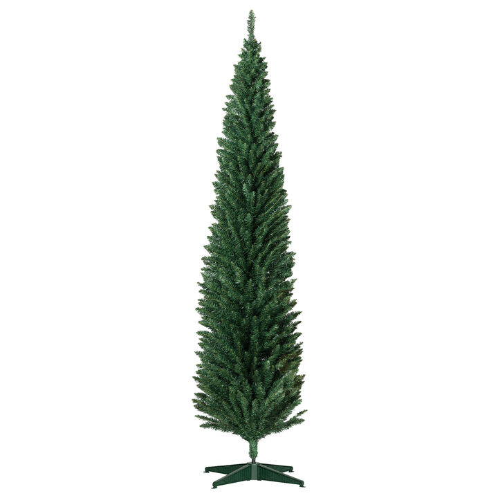 BreeBe 8FT Unlit Pencil Artificial Christmas Tree with 618 Tips
