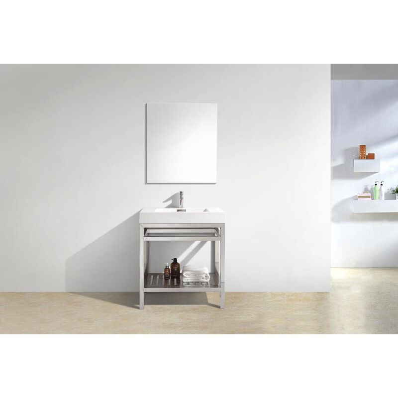 Kubebath Cisco 30 Stainless Steel Console with Acrylic Sink - Chrome