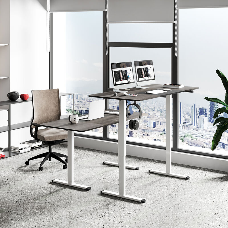 55 Inch Electric Height Adjustable Office Desk with Hook
