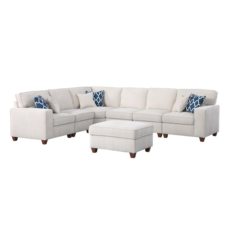 Devion Furniture 7-Piece Upholstered Modern Chenille Sectional image number 6