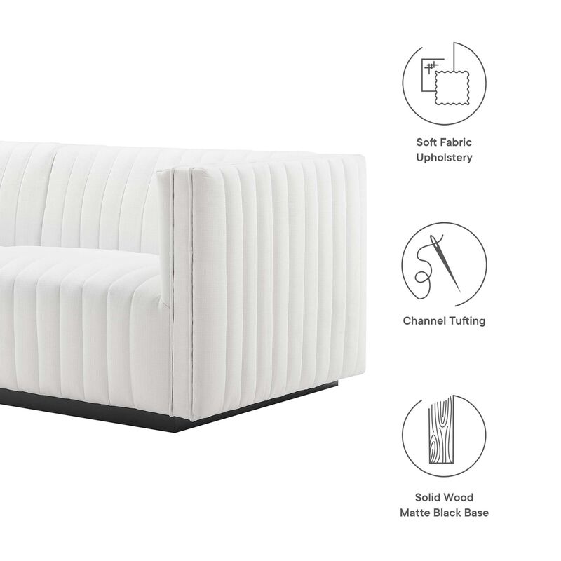 Modway Conjure Channel Tufted Fabric Upholstered Loveseat in Black White image number 4