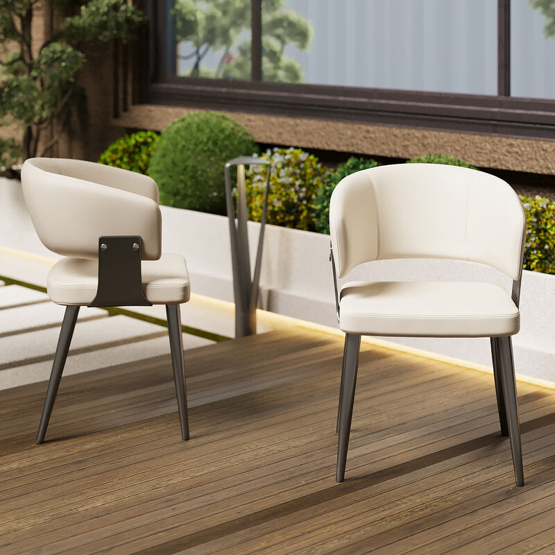 Leather Dining Chair with Metal Legs 2-piece 20.27"