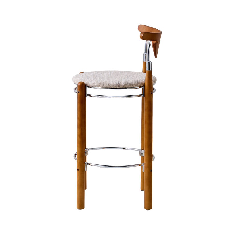 Pasargad Home Nikko Bar Stool &ndash; Beige/Brown image number 3