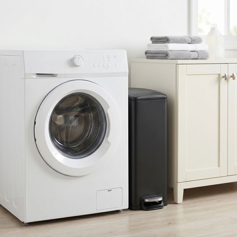 Innovaze 11.9 Gal./ 45 Liter  Slim Stainless-Steel-Made Matt White Step-on kitchen Trash Can image number 3