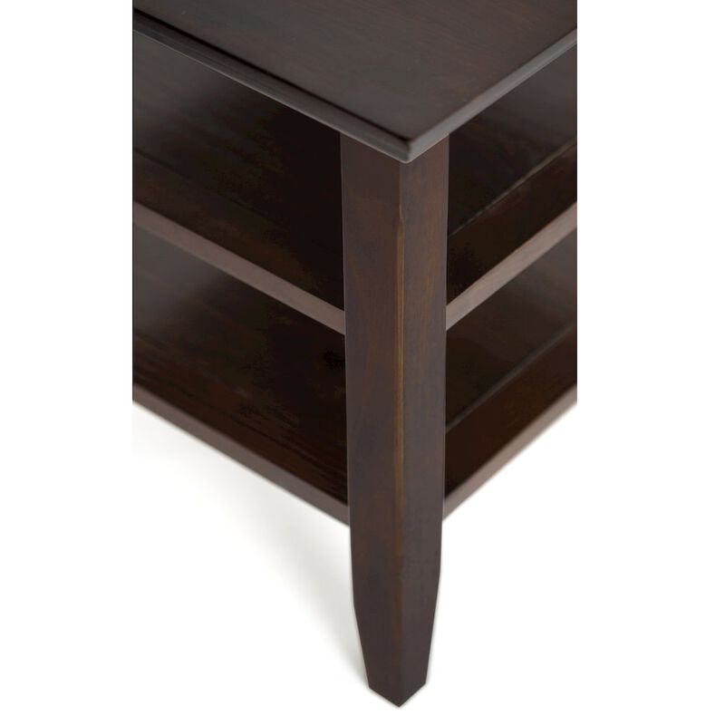 Simpli Home Acadian Solid Wood Narrow Side Table In Brunette Brown