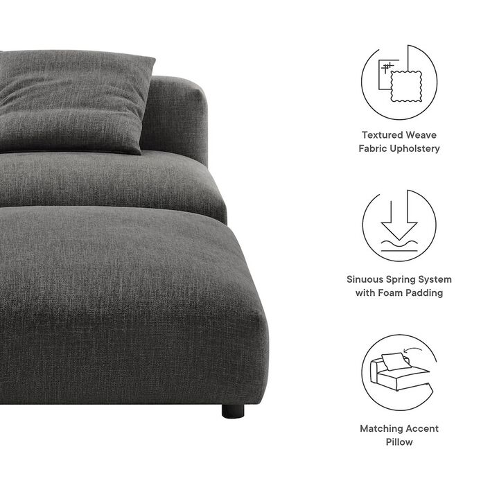 Solace Modular Upholstered Fabric Armless Chair and Ottoman Set