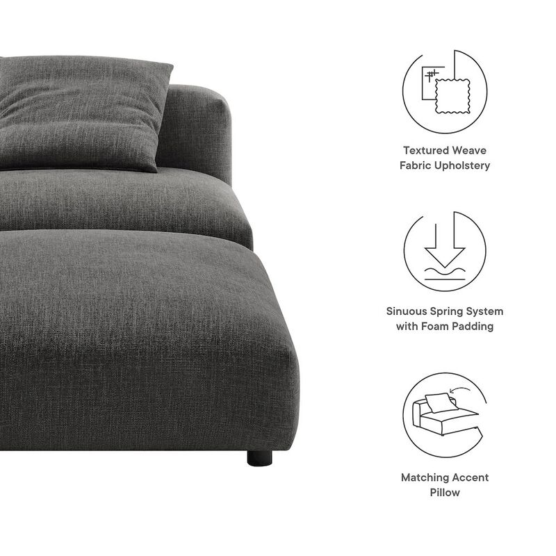 Solace Modular Upholstered Fabric Armless Chair and Ottoman Set image number 1