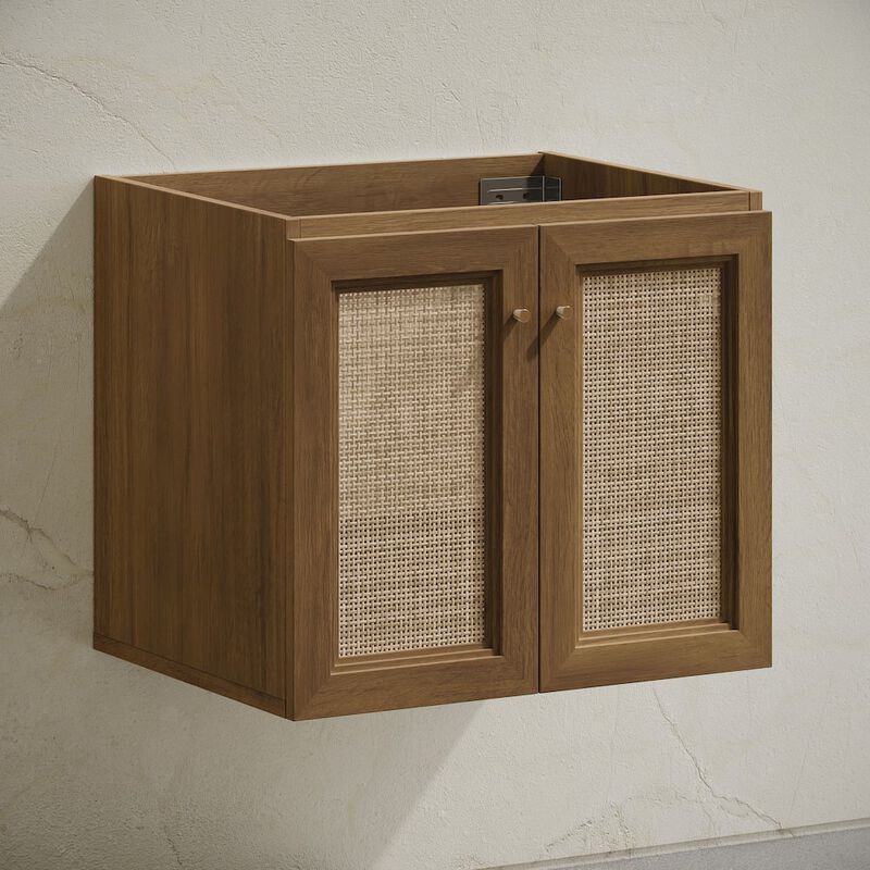 Classe 24" Wall-Mounted Bathroom Vanity in Brown Oak without Sink Top image number 2
