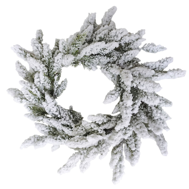 Heavily Flocked Artificial Pine Christmas Wreath  16.5-Inch  Unlit
