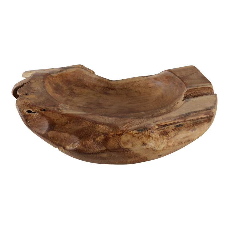 24x4" Teak Wood Low Bowl, Natural image number 3