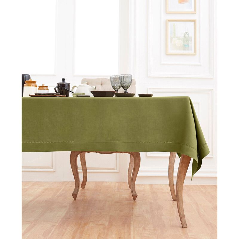 Solino Home Classic Hemstitch 100% Linen Tablecloth &ndash; Handcrafted, Machine Washable, Perfect for Holiday and Everyday Dining