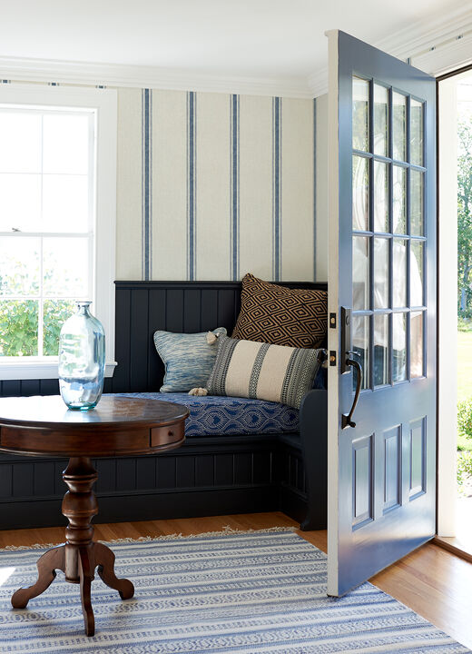 Linette Navy Fabric Stripe Wallpaper (Set of 2)