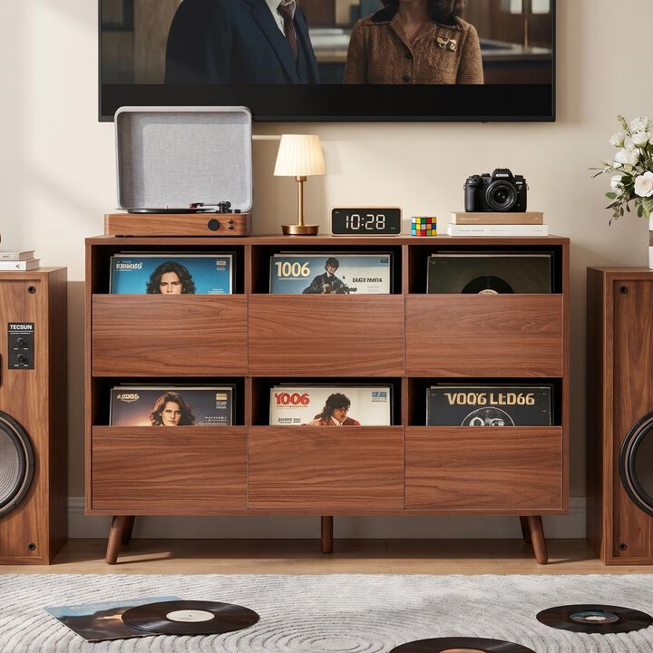 Flukro Vinyl Record Storage Media Console Cabinet