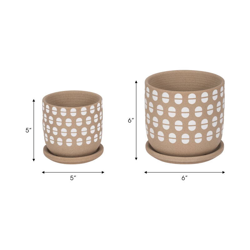 Hand Stamped Saucer Planters Set