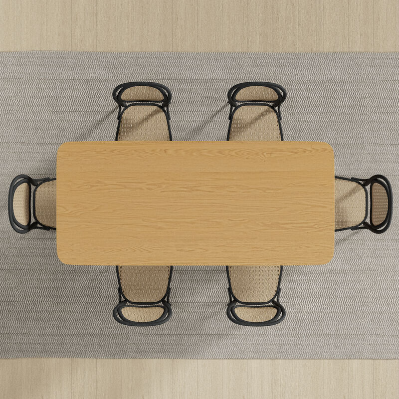 67 Inch Square Wooden Black Dining Table Seats 4-6 People, Suitable for Living Room and Dining Room