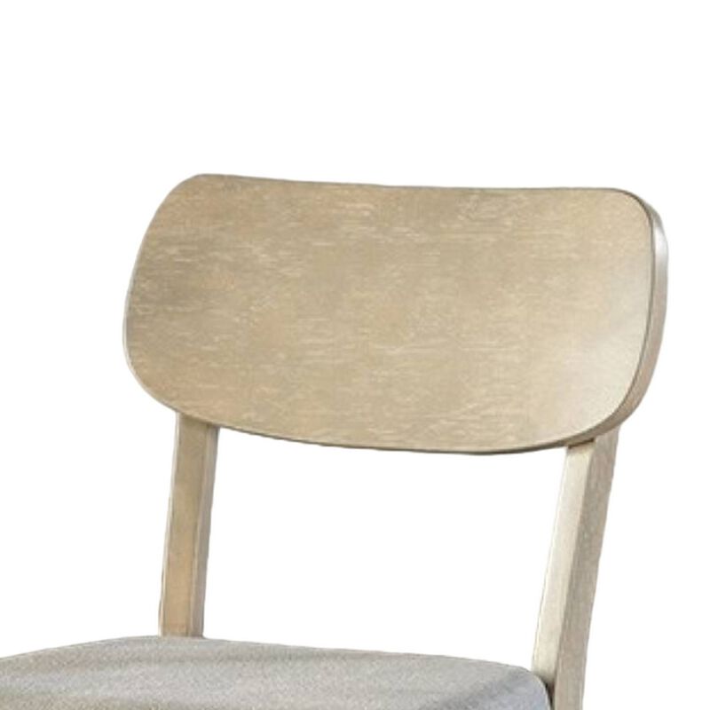 Kene Dining Side Chair Set of 2, Contour Back, Tapered Legs, Gray Fabric - Benzara