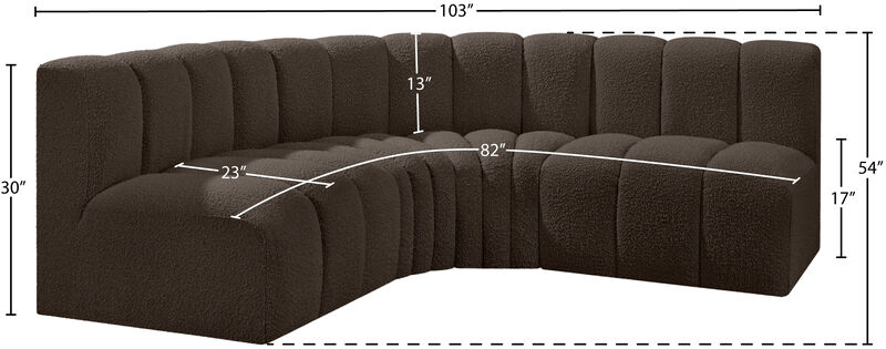 Meridian Furniture Arc Brown Boucle Fabric Modular Sofa image number 7