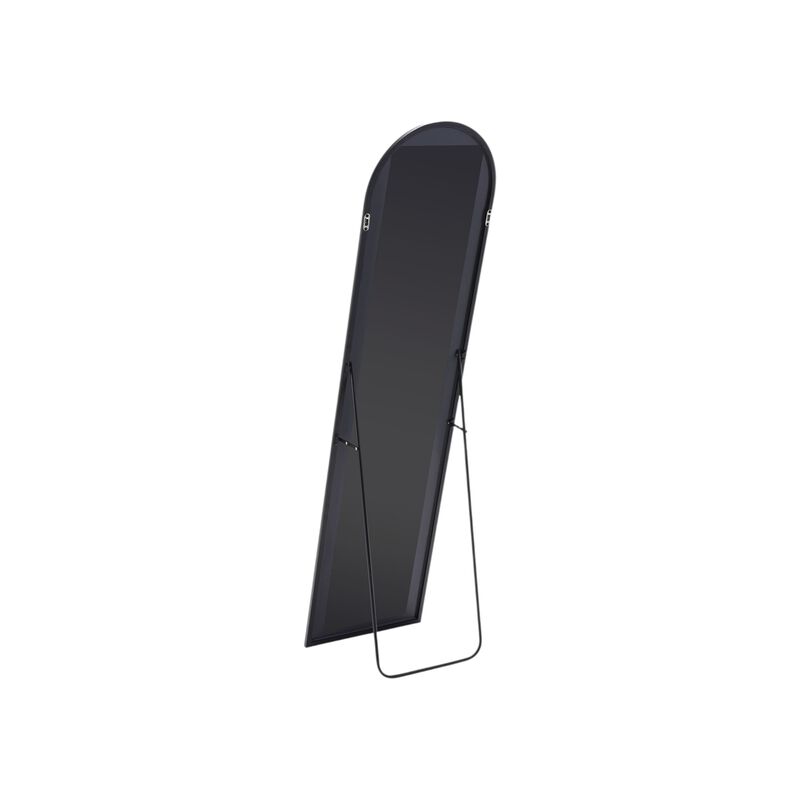 HomeRoots 59" Black Metal Arch Wall Mounted Leaning Or Freestanding Framed Full Length Mirror image number 2