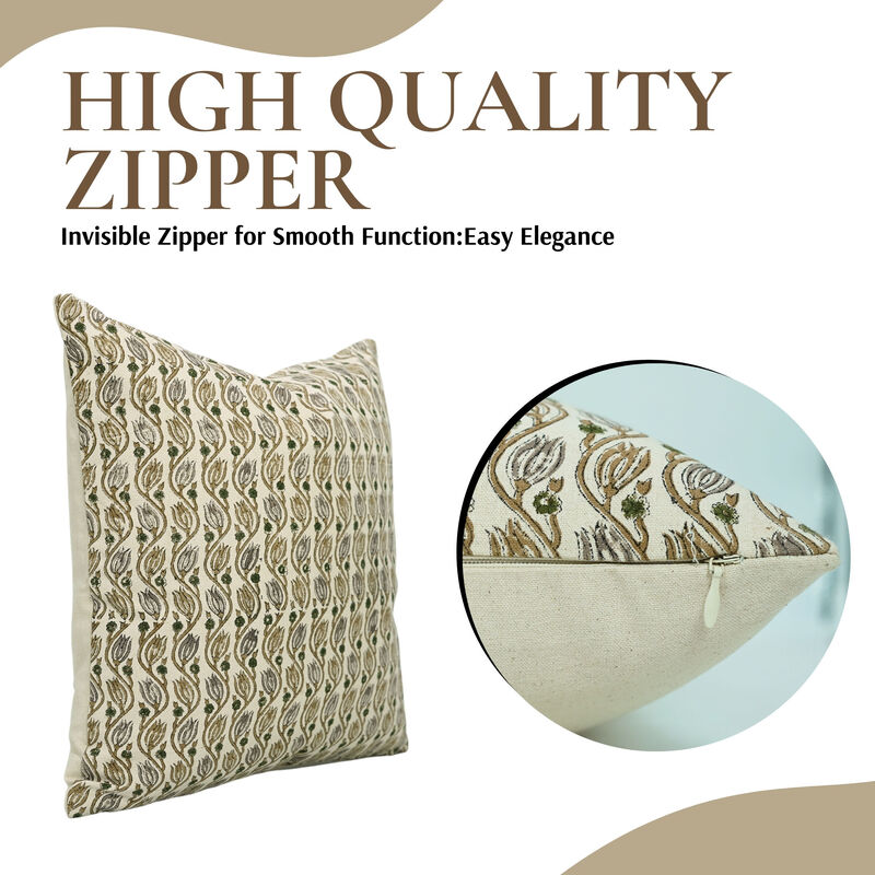 Fabdivine Boho Throw Pillow Cover Handmade Block Print Linen Home D&eacute;cor Accent 100% Cotton Fabric Bed or Living Room, Ker Sangri image number 2