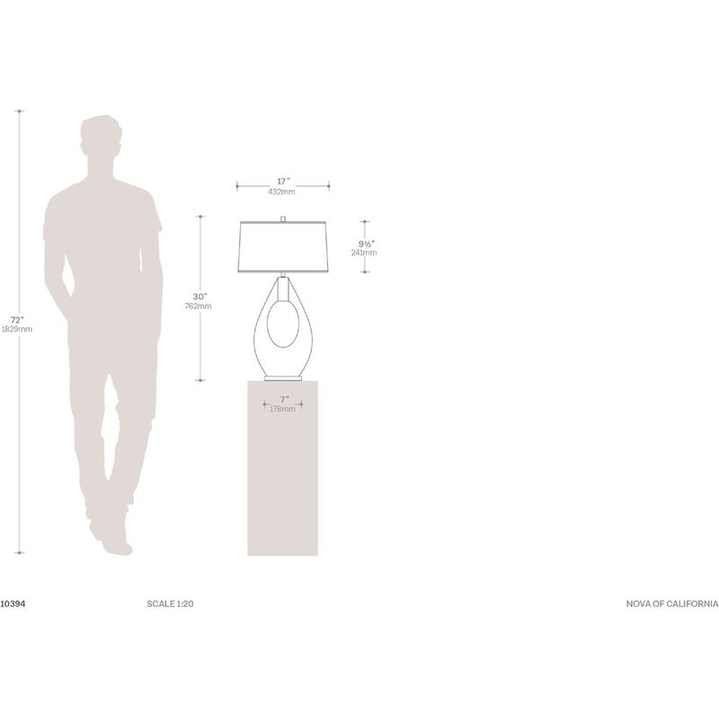 NOVA OF CALIFORNIA Pearson Table Lamp - 30, Pecan Wood and Brushed Nickel, 3-Way Rotary Switch