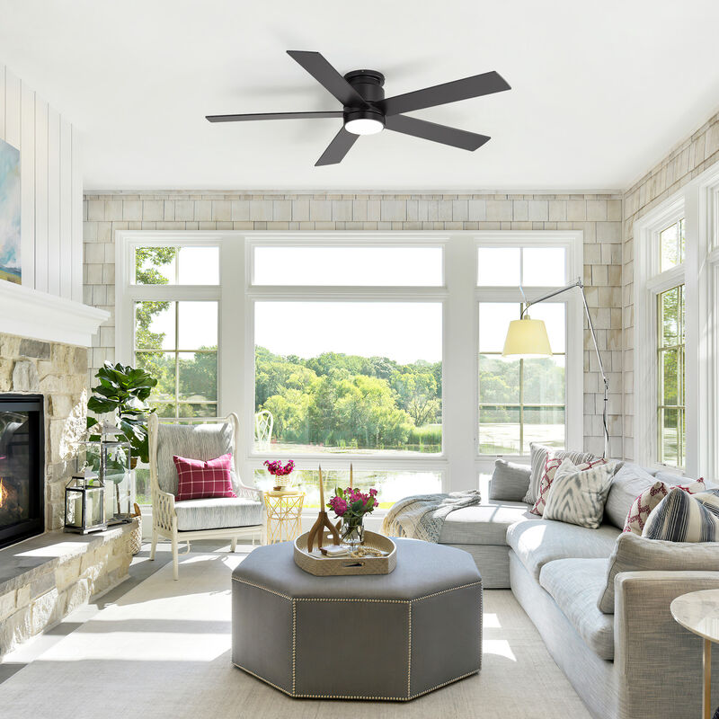 Breezary 52 Inch Low Profile LED Ceiling Fan with App Control, Remote, 5 Plywood Blades image number 7