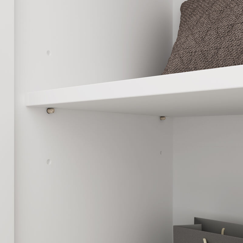 FUFU&GAGA White Storage Combo, Shoe Bench with Soft Seat, Hidden Wardrobe & Open Coat Rack - Textured Finish, Black Handles (86.8 in. W x 17.7 in. D x 70.9 in. H) image number 6