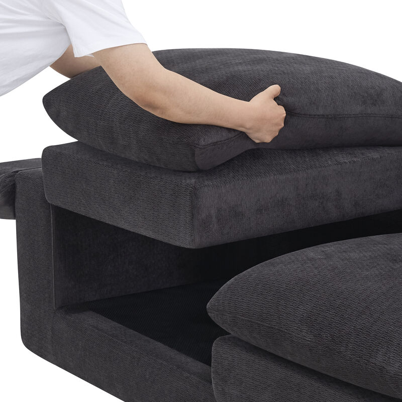 Wafhit L‑Shaped Chenille Sectional Sofa image number 5