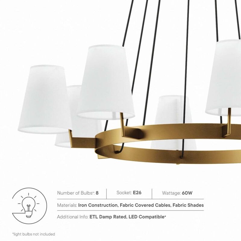 Modway Surround 8-Light Chandelier in White Satin Brass image number 6