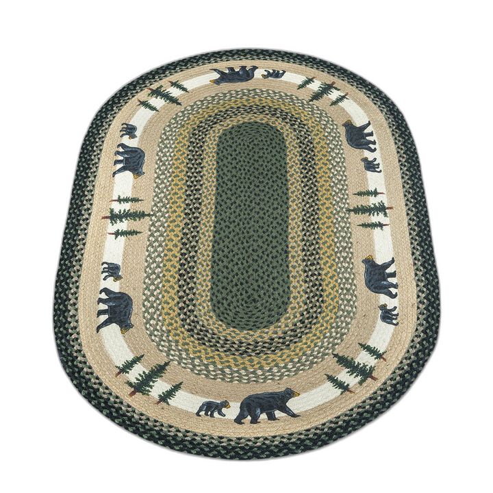Earth Rugs Op-116 Bear Timbers Oval Patch 3' X 5'